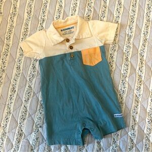 RuggedButts Kids Baby Collar Pocket Snap Onesie - Blue Cream Orange